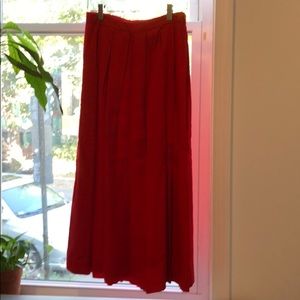 Vintage red A Line linen skirt